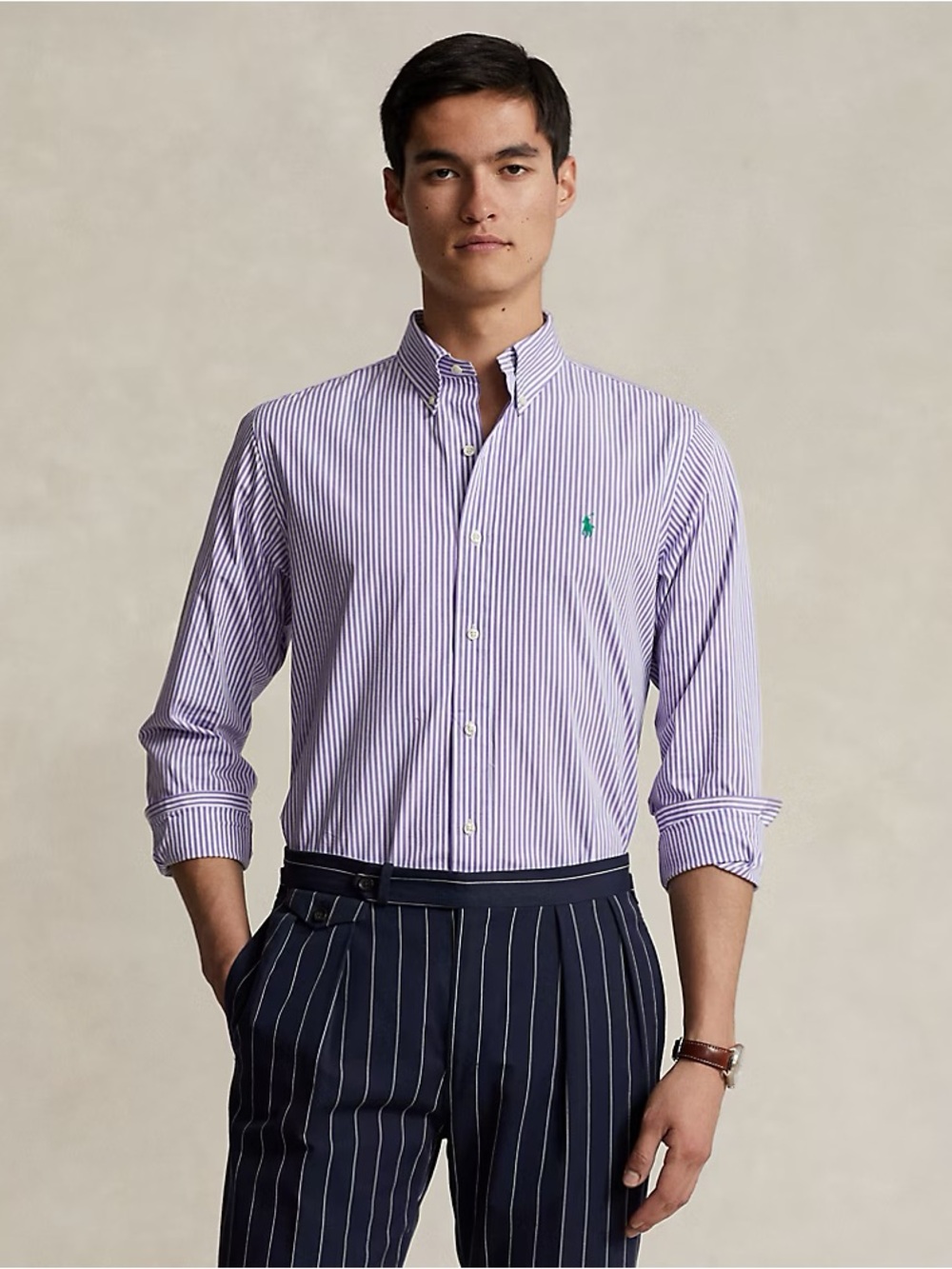 Ralph Lauren Purple Striped Men's Dress Shirt Medium